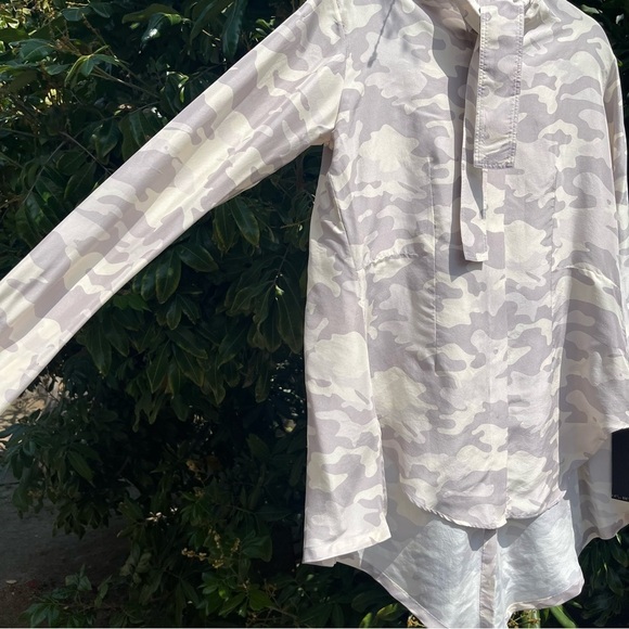 NWT UNRAVEL PROJECT ivory grey silk camo print button up long sleeve shirt - Picture 2 of 9